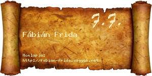 Fábián Frida névjegykártya